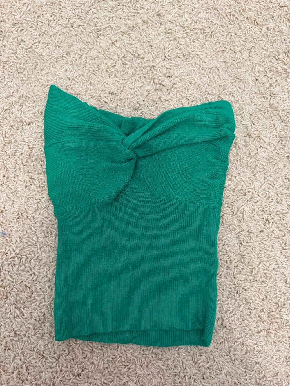 Green Strapless Twist-Front Women's Sweater